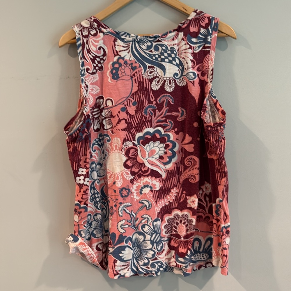 Sonoma | Pink and Red Paisley Bohemian Fitted Tank Top - Picture 5 of 9